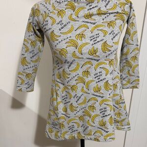 Tucker + Tate Gray Dress with Yellow Banana Print